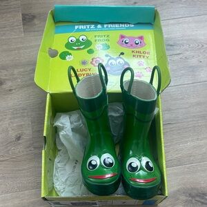 Western Chief Fritz & Friends Green Frog Kids Rain Boots